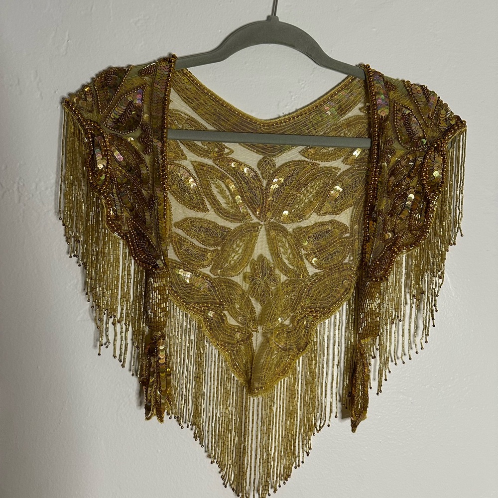 Gold Sequin and Beaded Shawl
